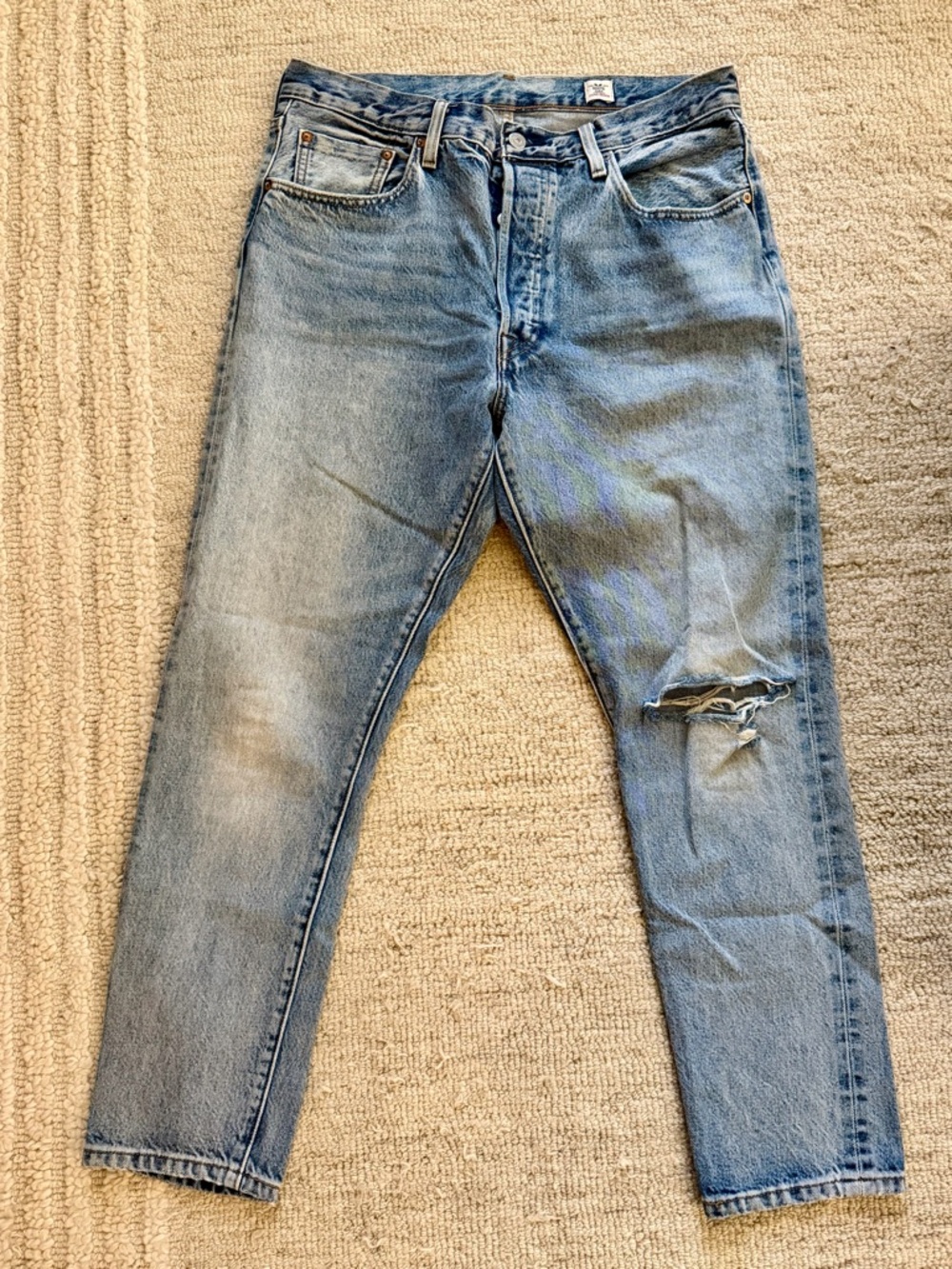 Men’s Levi’s 501 Size 32x28 White Oak Cone Denim Button Fly Jeans